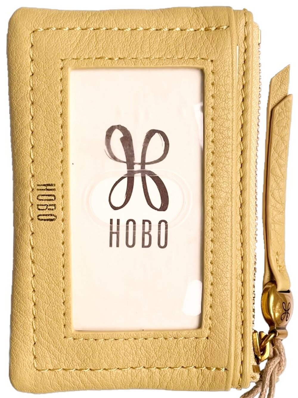 HOBO Lumen Leather Zip ID Card Case Wallet Flax Yellow NWT